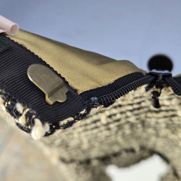 J Crew Size 2 A-line Tweed Skirt Black Cream Gold Metallic Raw Edge Detail Wool - Picture 7 of 10